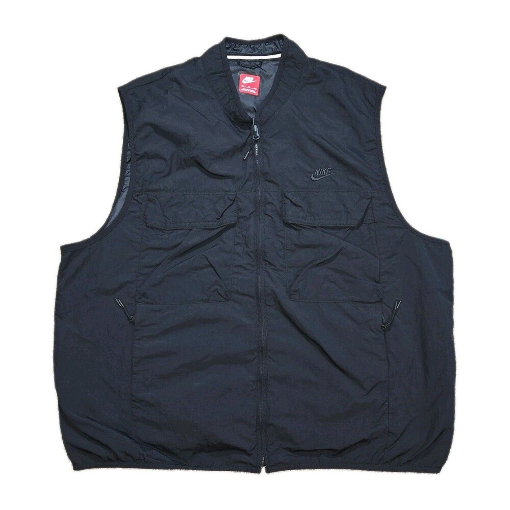 Nike Tech Mens Utility Vest XXL Black Full Zip Multi Pocket Nylon Outdoor